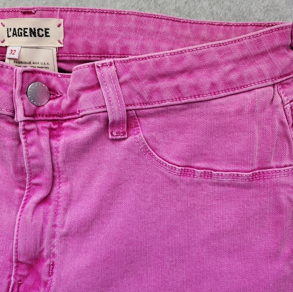 L'Agence Womens Margot Hi Rise Skinny Denim Crop Jean Pink NWOT Sz 32 BarbieCore - Picture 6 of 15